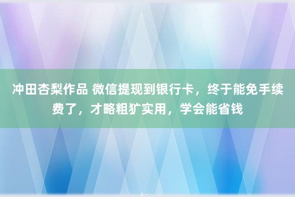 冲田杏梨作品 微信提现到银行卡，终于能免手续费了，才略粗犷实用，学会能省钱