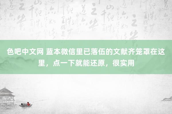 色吧中文网 蓝本微信里已落伍的文献齐笼罩在这里，点一下就能还原，很实用