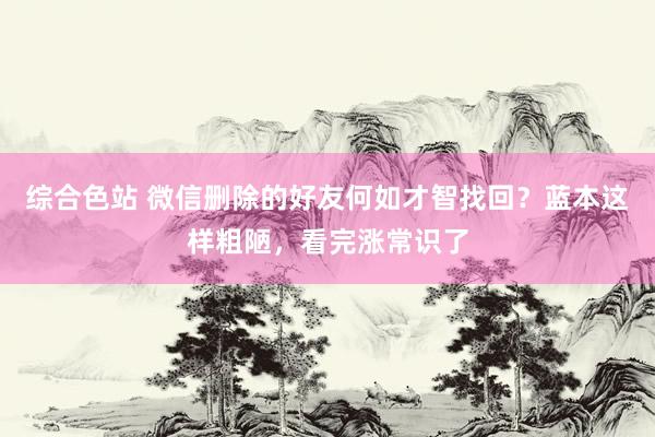 综合色站 微信删除的好友何如才智找回？蓝本这样粗陋，看完涨常识了