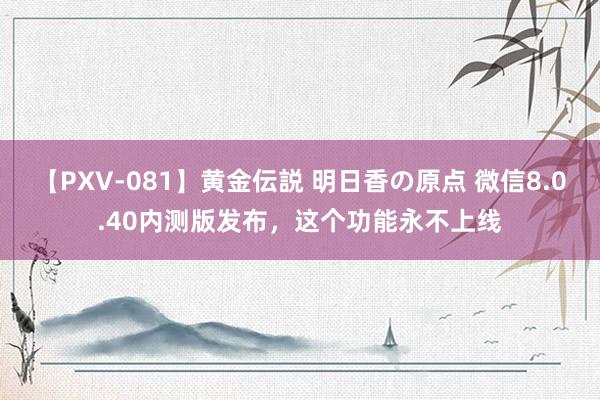 【PXV-081】黄金伝説 明日香の原点 微信8.0.40内测版发布，这个功能永不上线