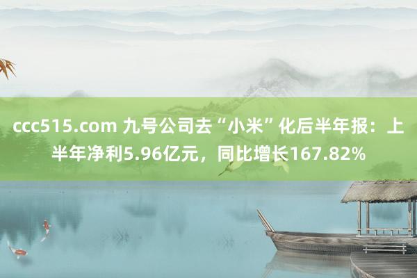 ccc515.com 九号公司去“小米”化后半年报：上半年净利5.96亿元，同比增长167.82%