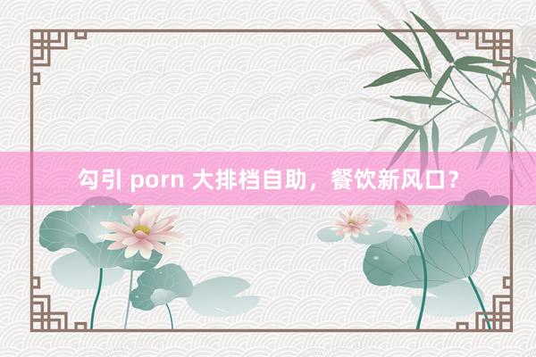 勾引 porn 大排档自助，餐饮新风口？