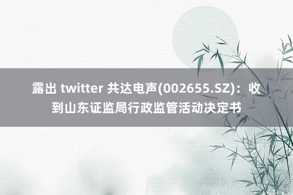 露出 twitter 共达电声(002655.SZ)：收到山东证监局行政监管活动决定书