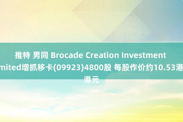 推特 男同 Brocade Creation Investment Limited增抓移卡(09923)4800股 每股作价约10.53港元