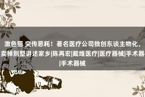 激色猫 突传恶耗！著名医疗公司独创东谈主物化，曾卖掉别墅讲述家乡|陈再宏|戴维医疗|医疗器械|手术器械